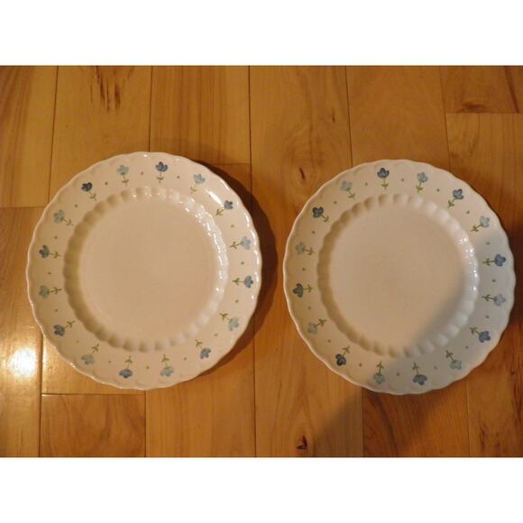 Dinner Plates Vernon Ware By Metlox True Blue Hand Painted Blue Flower Set of 2 - Picture 12 of 13